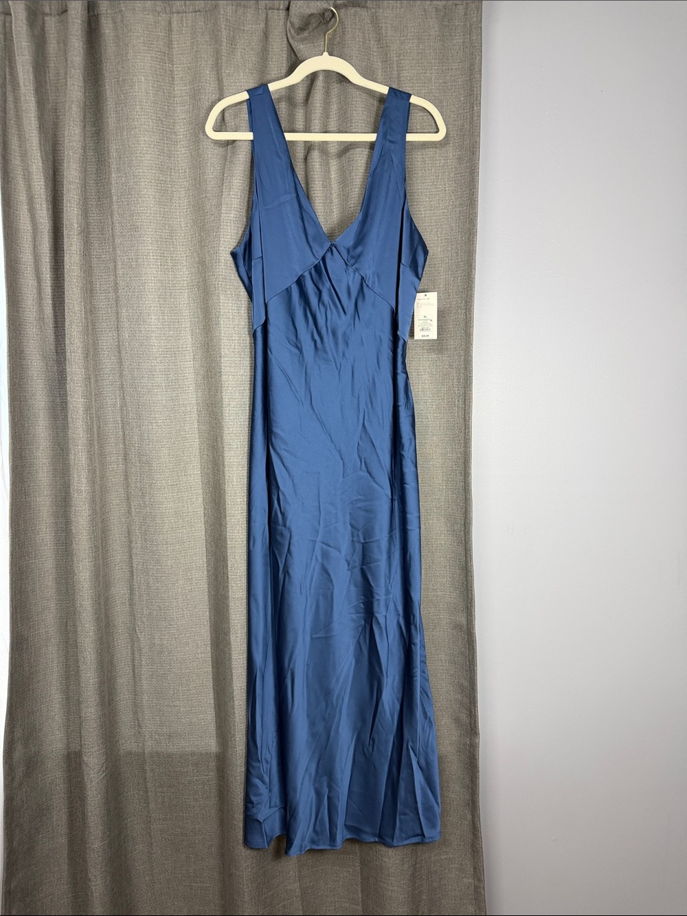 a new day Blue Satin V-Neck Maxi Dress
